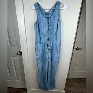 Prana Light Blue Button-Up Jumpsuit